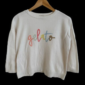 Loft size Small Cream Gelato Cropped Knit Pullover Sweater Italy Summer Fun Cute